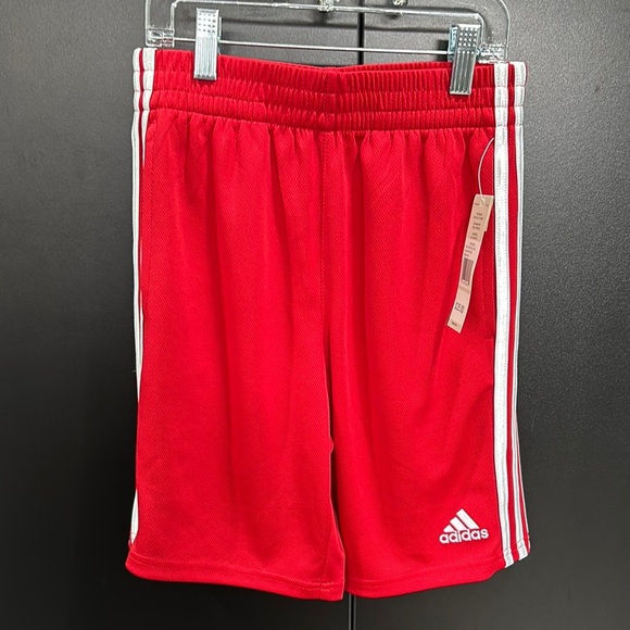 Adidas Three stripe,hip pockets, elastic waist, embroidered logo athletic shorts - Picture 1 of 8